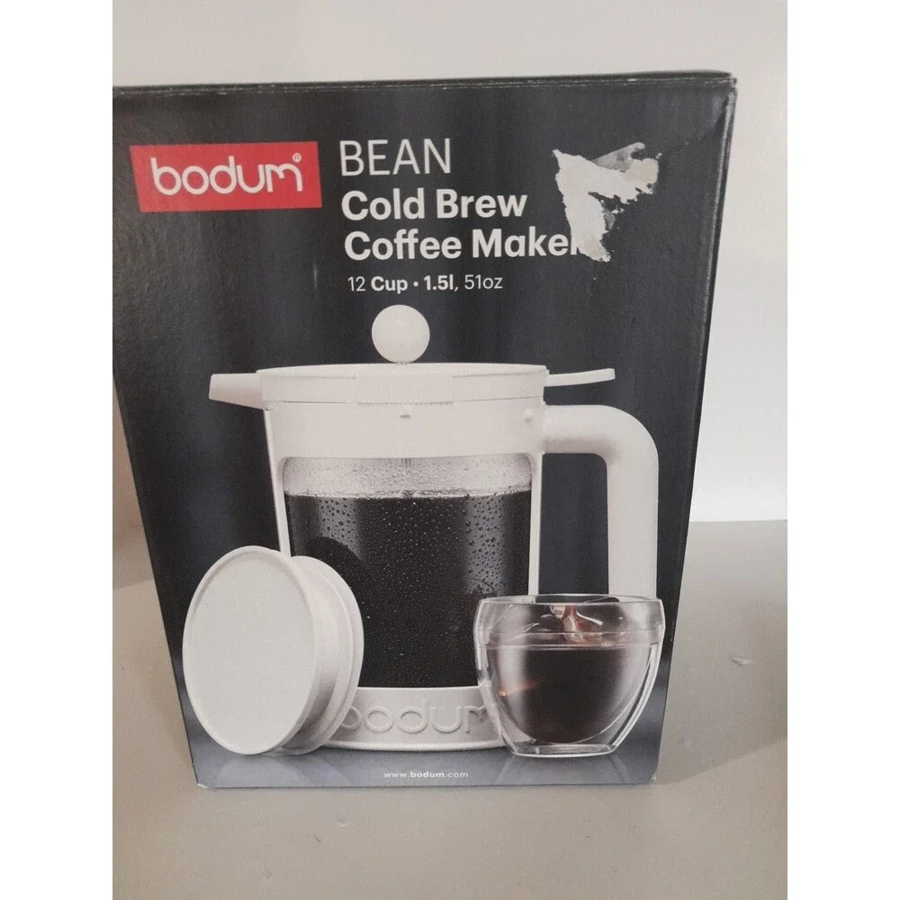 Bodum Bean Cold Brew Press And Iced Coffee Maker- WHITE-NEW In Box